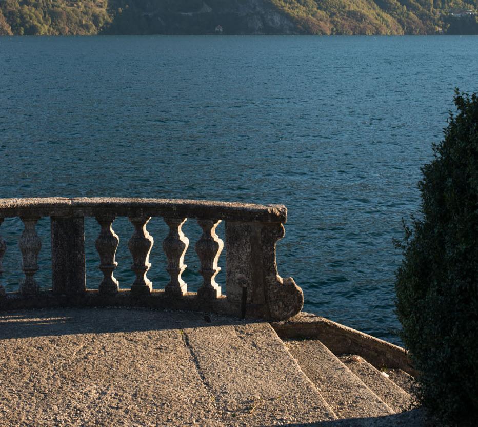 Stone balustrade overlooking Lake Como in Cernobbio
